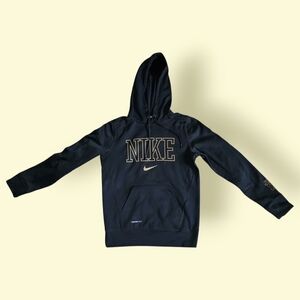 Nike Therma-Fit Black Hoodie with Gold Lettering Pullover